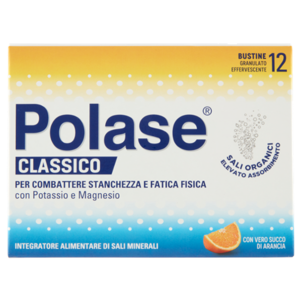 Polase integratore alimentare potassio, magnesio e sali minerali gusto arancia 12 bustine 132 g