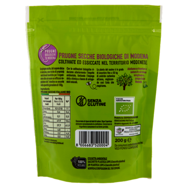 MonteRé Prugne Biologiche di Modena con Nocciolo 200 g