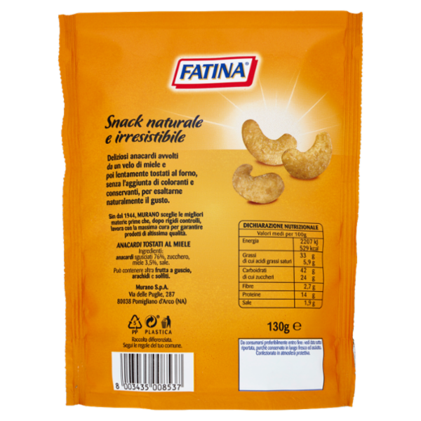 Fatina Anacardi Tostati al miele 130 g