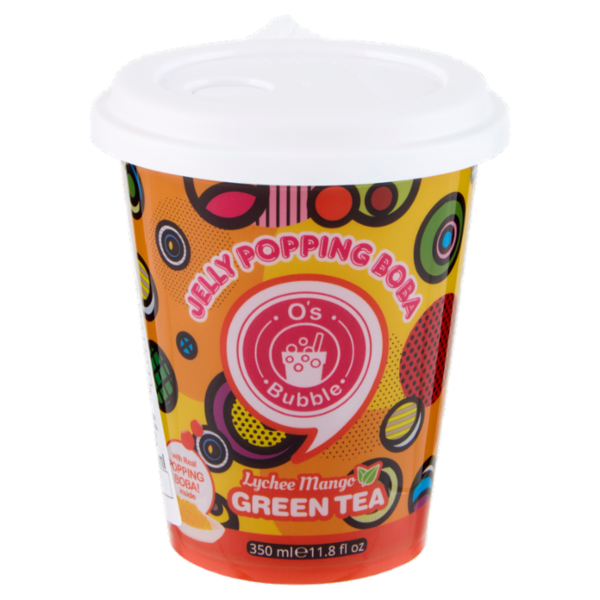 O's Bubble Jelly Popping Boba Lychee Mango Green Tea 350 ml