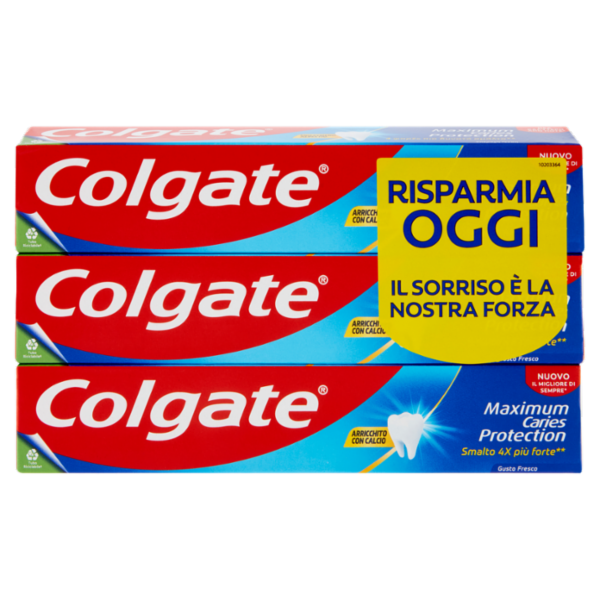 Colgate dentifricio Maximum Caries Protection, protezione carie 3x75 ml