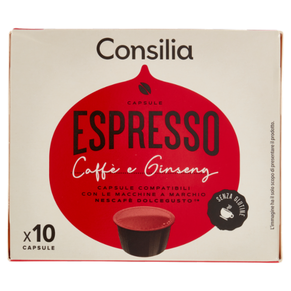 Consilia Caffè e Ginseng Espresso in Capsule Compatibili Dolce Gusto 10 pezzi