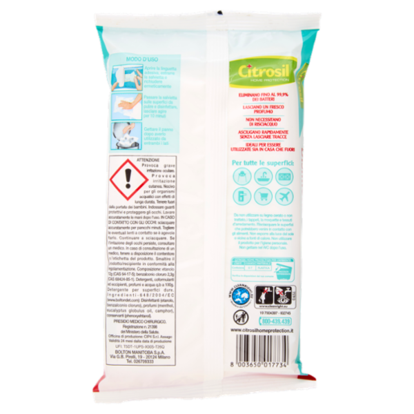 Citrosil Home Protection Salviette Multisuperfici Disinfettanti Eucalipto 40 pz
