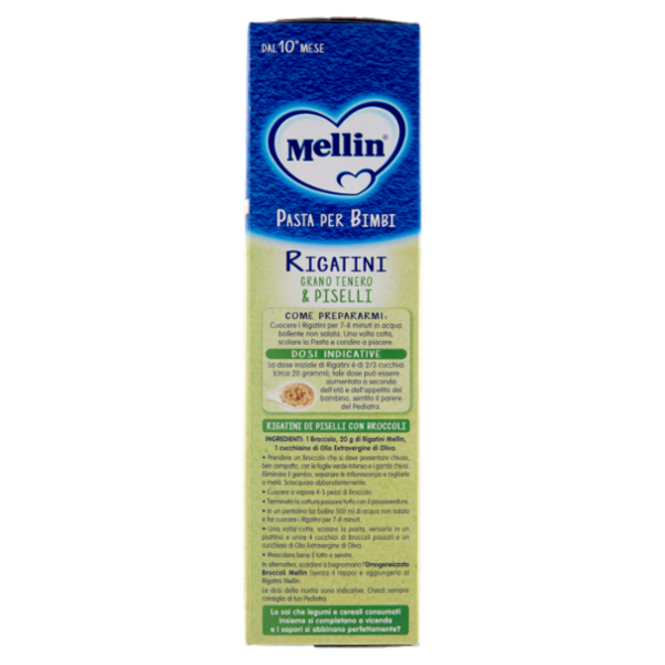 MELLIN Pastina Rigatini con Grano Tenero e Piselli 280 g