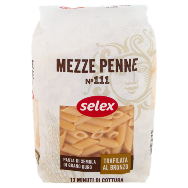 Selex Pasta di Semola Trafilata al Bronzo Mezze Penne 500 g