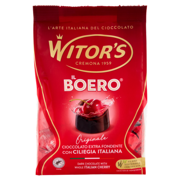 Witor's il Boero Originale Cioccolato Extra Fondente con Ciliegia Italiana 200 g