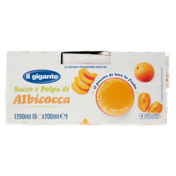 IL GIGANTE Succo e Polpa di Albicocca 6 x 200 ml