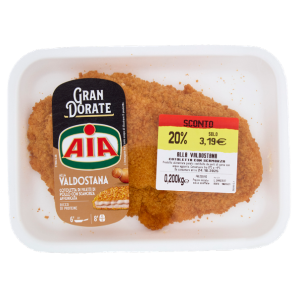 Aia Gran Dorate alla Valdostana Cotoletta di Filetti di Pollo con Scamorza Affumicata 0,200 kg