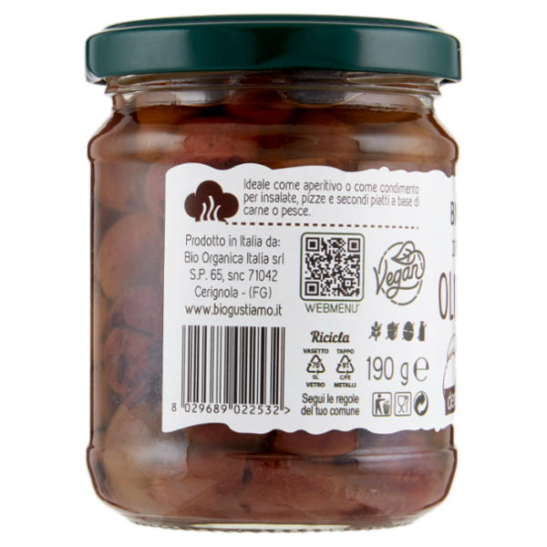 Bio Gustiamo Olive Leccino denocciolate con olio extra vergine d'oliva 190 g
