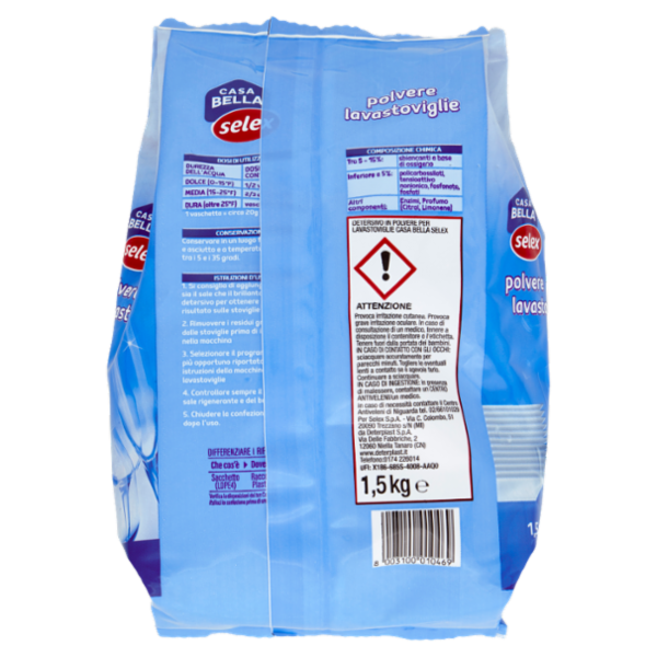 Selex Casa Bella Detersivo per Lavastoviglie in Polvere Limone 1,5 kg