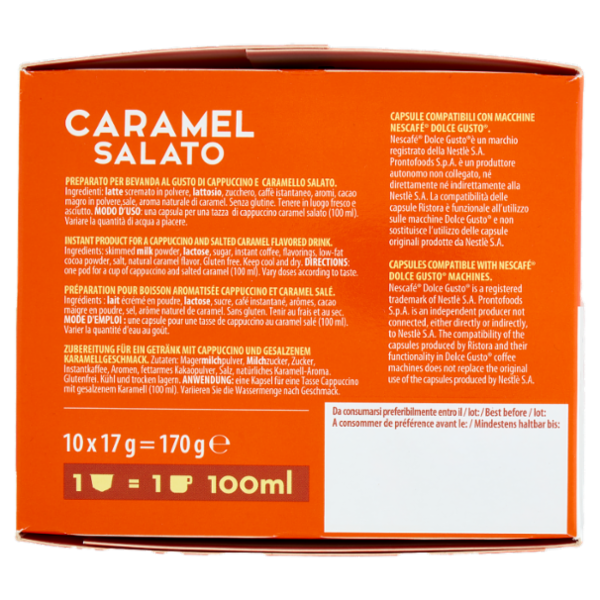 ristora Caramel Salato Capsule Compatibili con macchine Nescafè Dolce Gusto 10 x 17 g