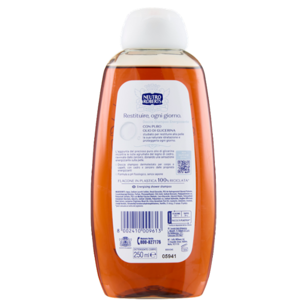 Neutro Roberts Doccia Shampoo Cedro e Zenzero Energizzante 250 ml