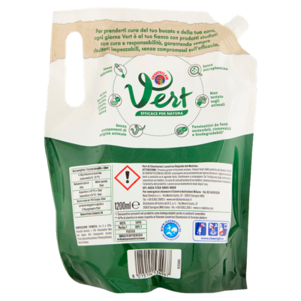 Vert di Chanteclair Ecodetergente Lavatrice Rugiada del Mattino 1200 ml