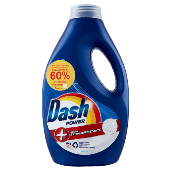 Dash Power Detersivo Liquido Lavatrice, Azione Extra-Igienizzante, 20 Lavaggi 1000 ml