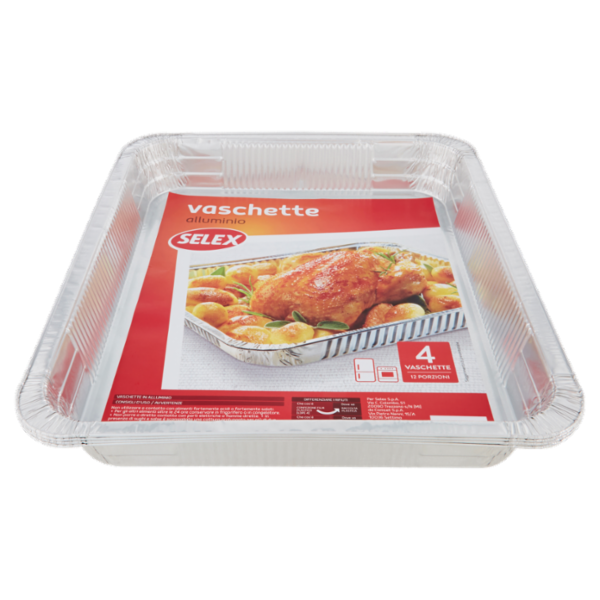 Selex Contenitore in Alluminio 40x33x5 cm 4 pezzi