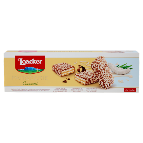 Loacker Patisserie Coconut Wafer con crema al Cocco ricoperti di Cioccolato Latte Wafers 100g
