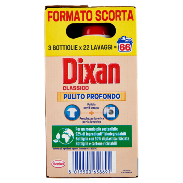 DIXAN Liquido Classico 3x22=66 Lavaggi 3 x 990 ml