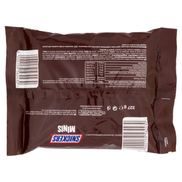 Snickers Minis Barrette Snack Cioccolatini al latte con Arachidi e Caramello 227 g