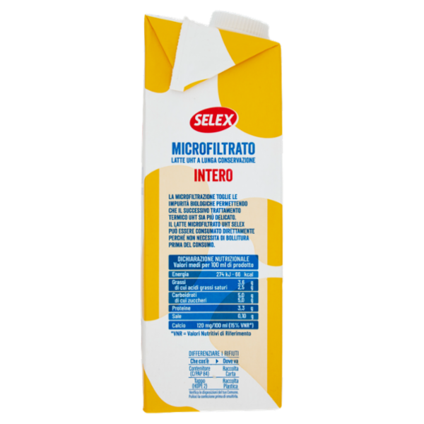 Selex Latte Uht Microfiltrato Intero 1000 ml