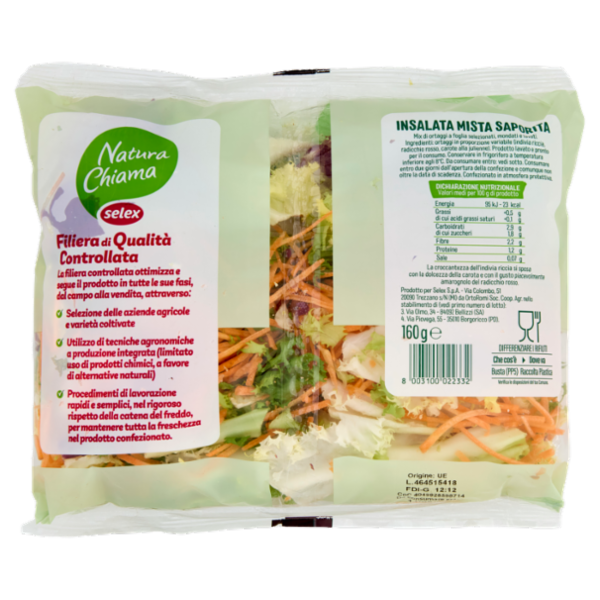 Selex Natura Chiama Insalata Mista Saporita Lavata e Pronta per il Consumo 160 g