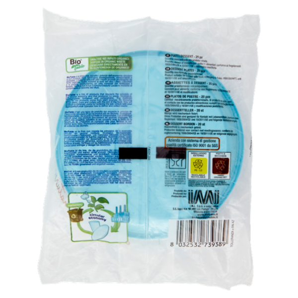 Bio Table i colori della natura Piatti Frutta & Dessert Compostabili Azzurro 20 pz