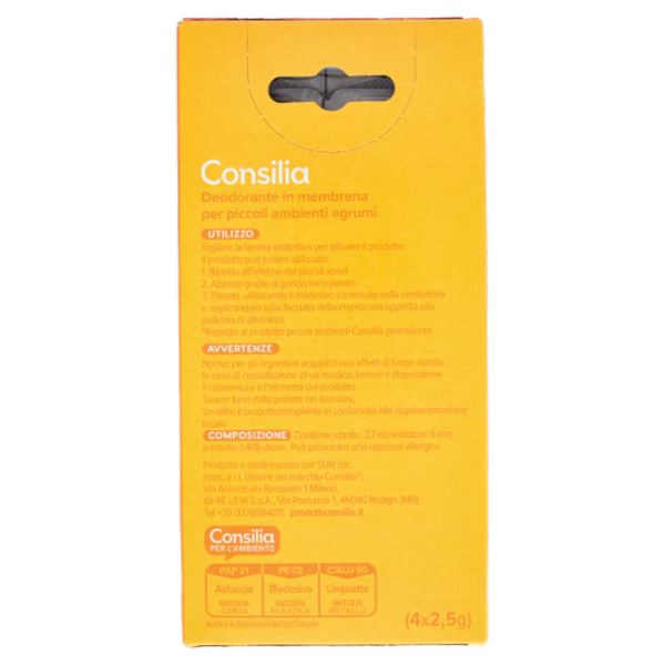 Consilia Deodorante per Piccoli Ambienti Gel Citrus 4 pezzi