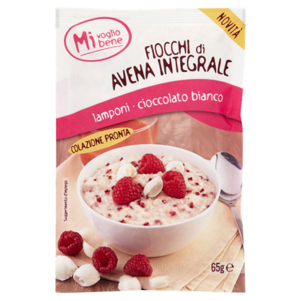 Mi voglio bene Fiocchi di Avena Integrale lamponi - cioccolato bianco 65 g