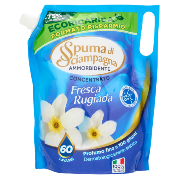 Spuma di Sciampagna Ammorbidente Concentrato Fresca Rugiada Ecoricarica 1200 ml