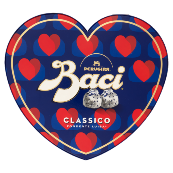 BACI PERUGINA Classico Cioccolatini Fondenti ripieni al Gianduia Scatola Cuore San Valentino 150g