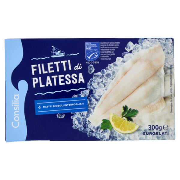 Consilia Filetti di Platessa Naturale IQF Surgelati 300 g