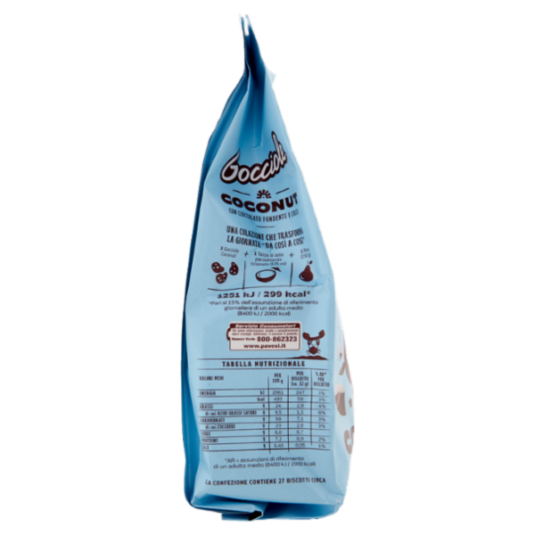 Pavesi Gocciole Coconut Biscotti con Gocce di Cioccolato Fondente e Cocco 320g
