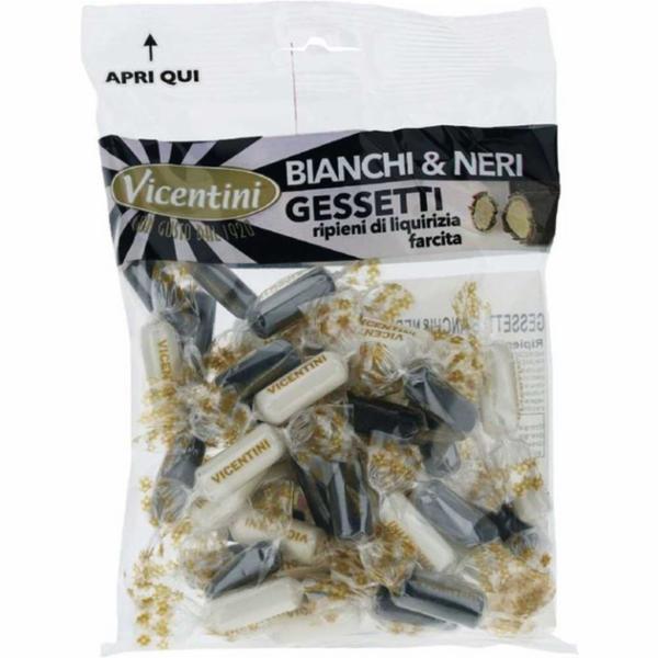 Vicentini Gessetti di Liquirizia Bianchi e Neri 150g