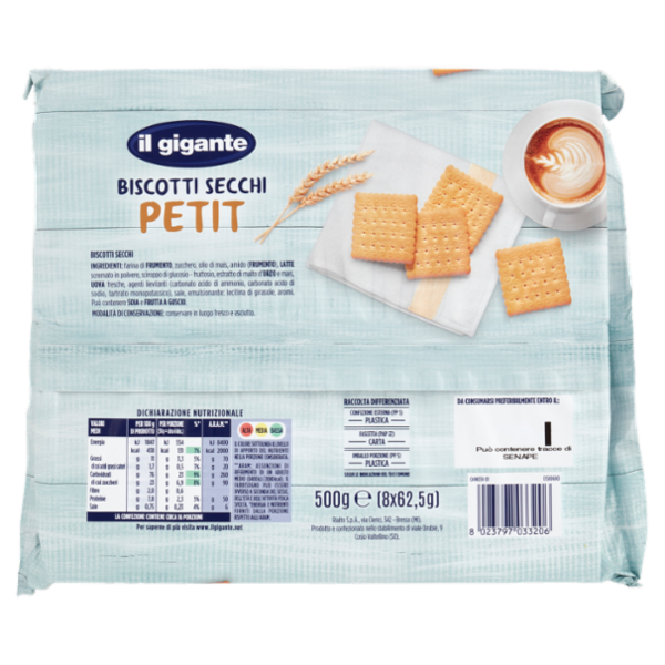 IL GIGANTE Biscotti Secchi Petit 8 x 62,5 g