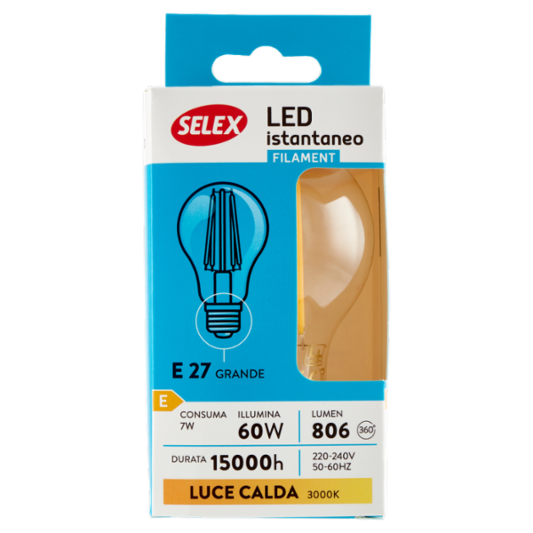 Selex Lampadina Led Goccia E27 7W Luce Calda