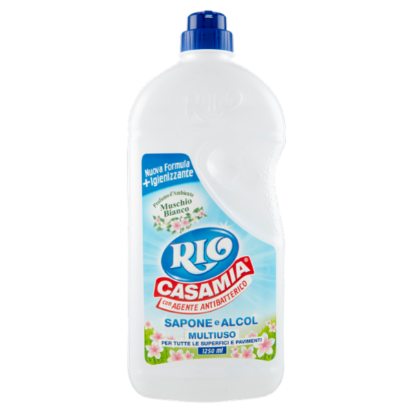 Rio Casamia con Agente Antibatterico Sapone e Alcol Multiuso Profumo Muschio Bianco 1250 ml