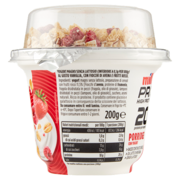 Milk Pro High Protein 20g Porridge con Yogurt Avena e Frutti Rossi 200 g
