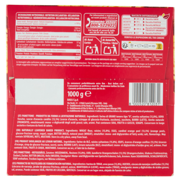 Bistefani Panettone Ricco di Uvetta e Canditi 1000 g