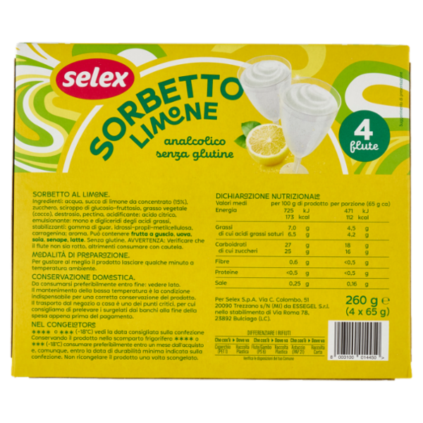 Selex Sorbetto al Limone 4x65 g