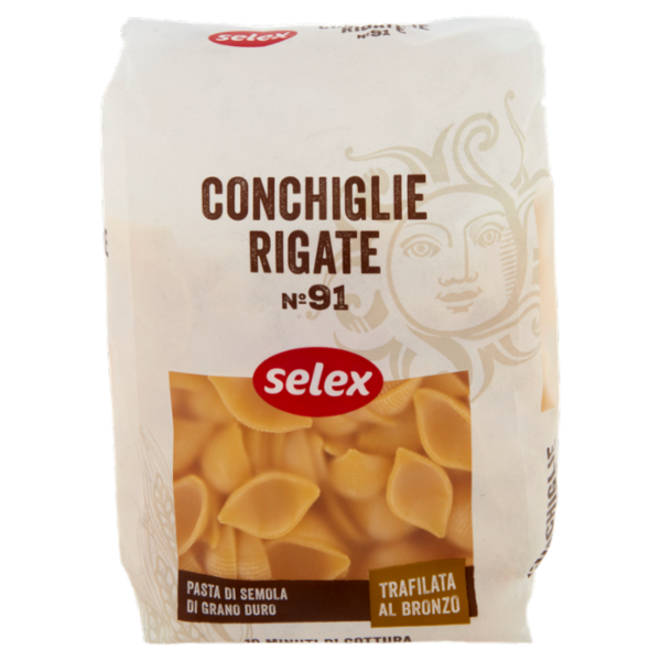 Selex Pasta di Semola Trafilata al Bronzo Conchiglie Rigate 500 g