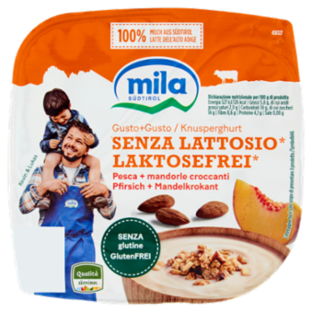 Mila Gusto+Gusto Senza Lattosio* Pesca + Mandorle Croccanti 150 g