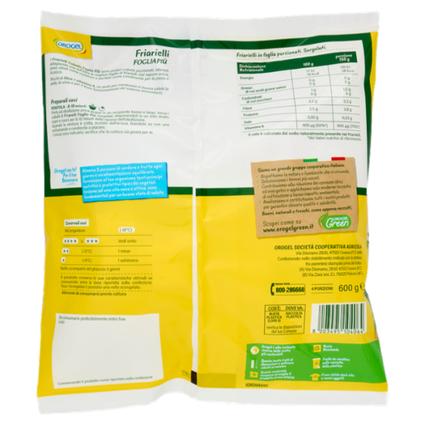 Orogel Cubello Friarielli Foglia Più Surgelati 600 g