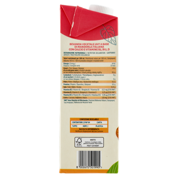 Granarolo 100% Vegetale Mandorla Italiana Zero Zuccheri 1000 ml