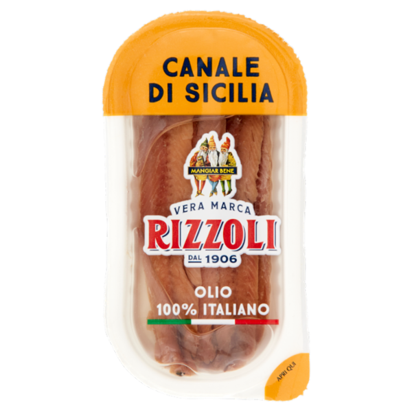 Rizzoli Filetti di Alici Canale di Sicilia Olio 100% Italiano 40 g