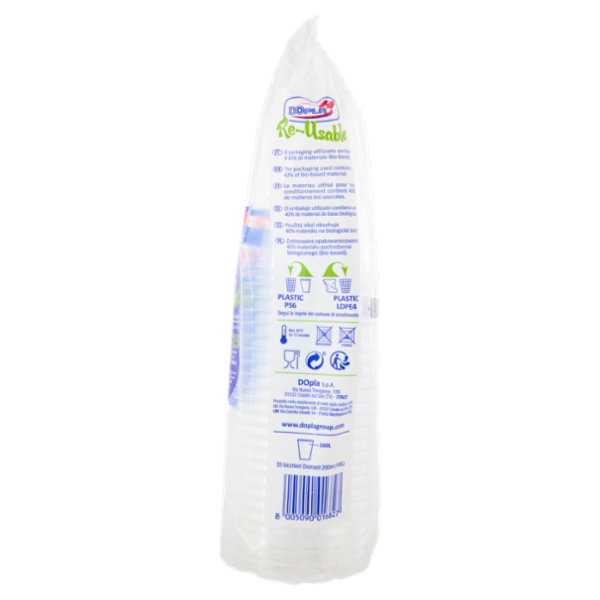 DOpla Re-Usable Bicchieri Diamant 200ml 25 pz