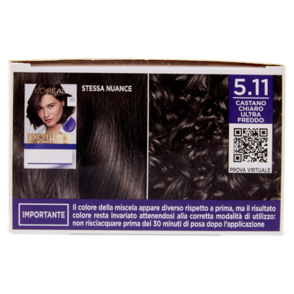L'Oréal Paris Excellence Cool Creme Colorazione Triplo Trattamento Castano Chiaro Ultra Freddo 5.11