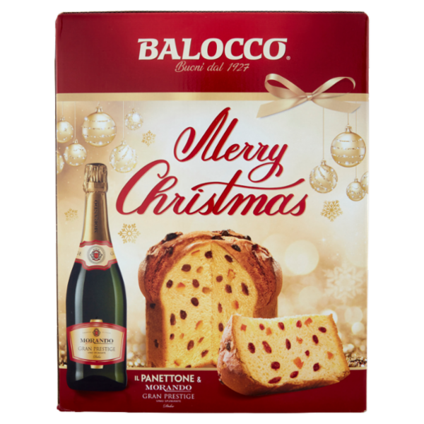 Balocco Merry Christmas il Panettone 750 g & Morando Gran Prestige Vino Spumante Dolce 75 cl
