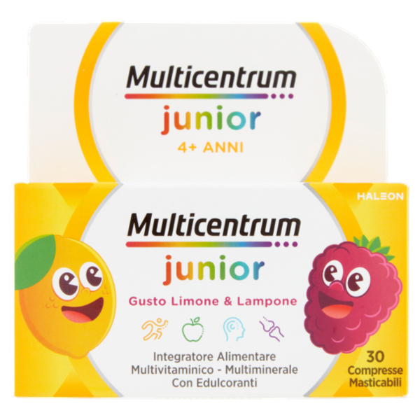 Multicentrum junior integratore multivitaminico per bambini 4 + con vitamina B , C , D 30 cpr 56 g