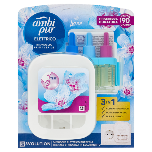 Ambi Pur Profumatore per Ambienti Diffusore Elettrico+Ricarica 3Volution, Risveglio Primaverile 20ml