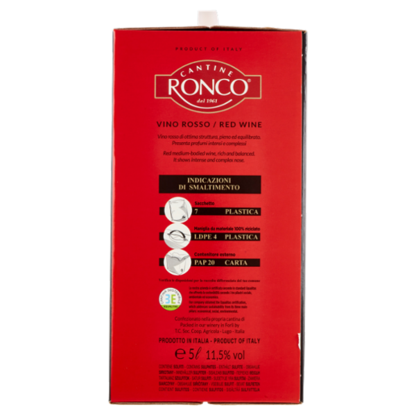 Cantine Ronco Beccaccia Rosso 5 l