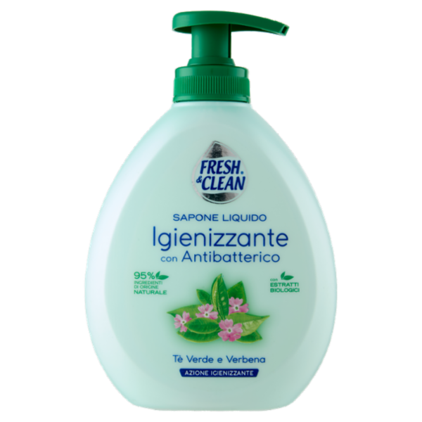 Fresh & Clean Sapone Liquido Igienizzante con Antibatterico Tè Verde e Verbena 300 ml